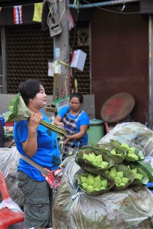 Vendors sell flowers of all kinds in Chinatown's flower market.
